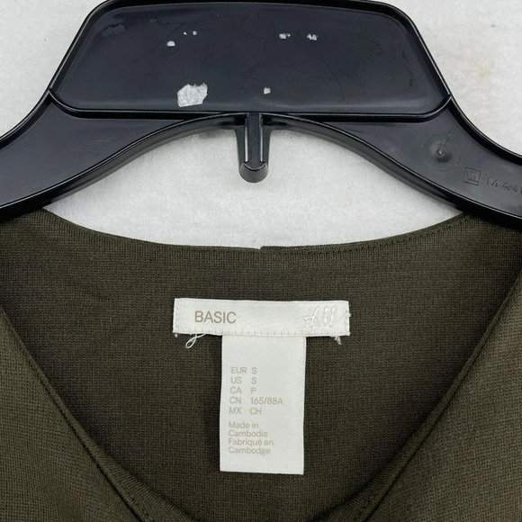 H&M Dress Women's Sz Small Green Round Neck Short Sleeve Stretch Bodycon Midi - Picture 12 of 12